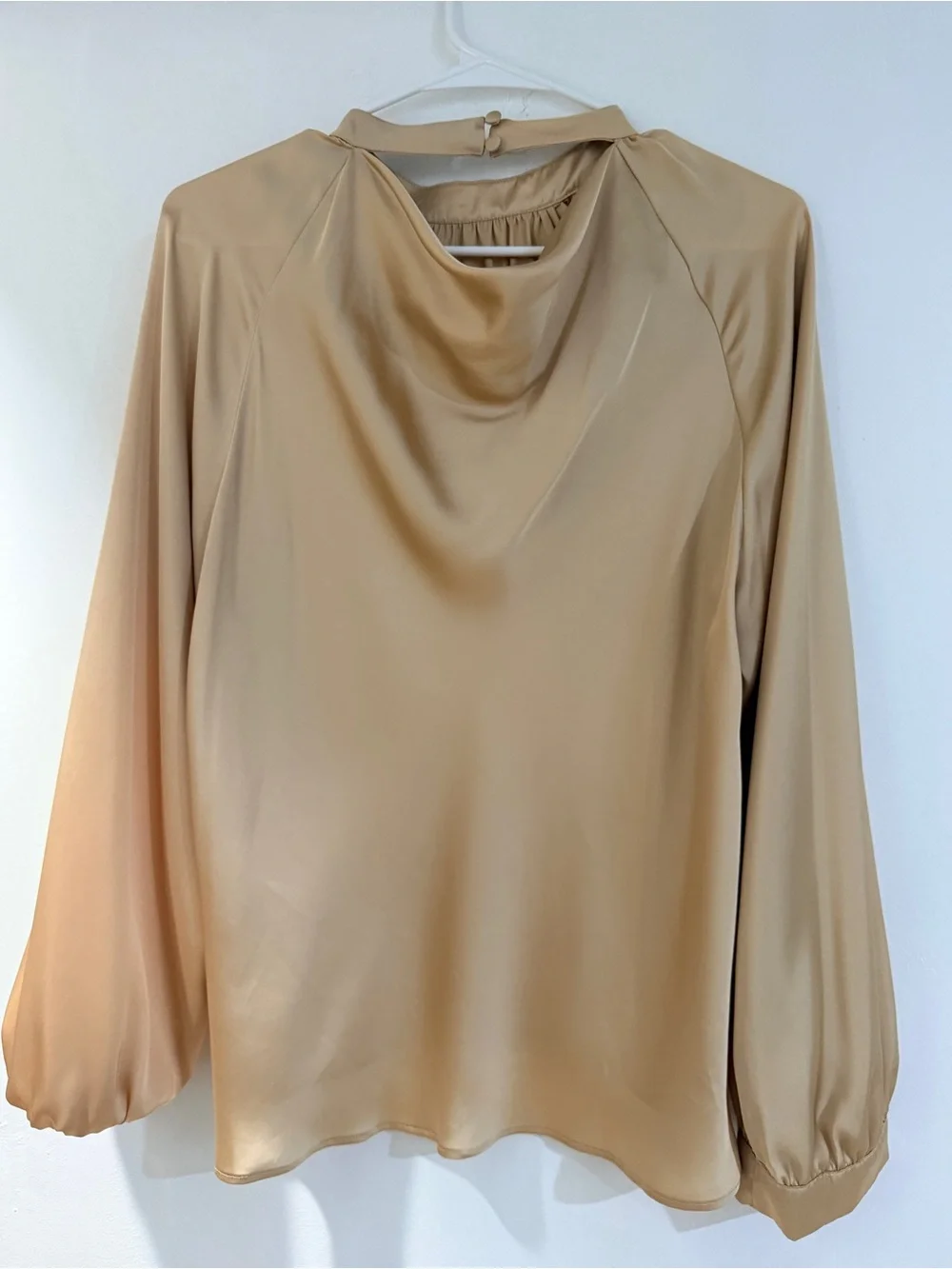 Zara Camel Beaded Floral High-Neck Blouse